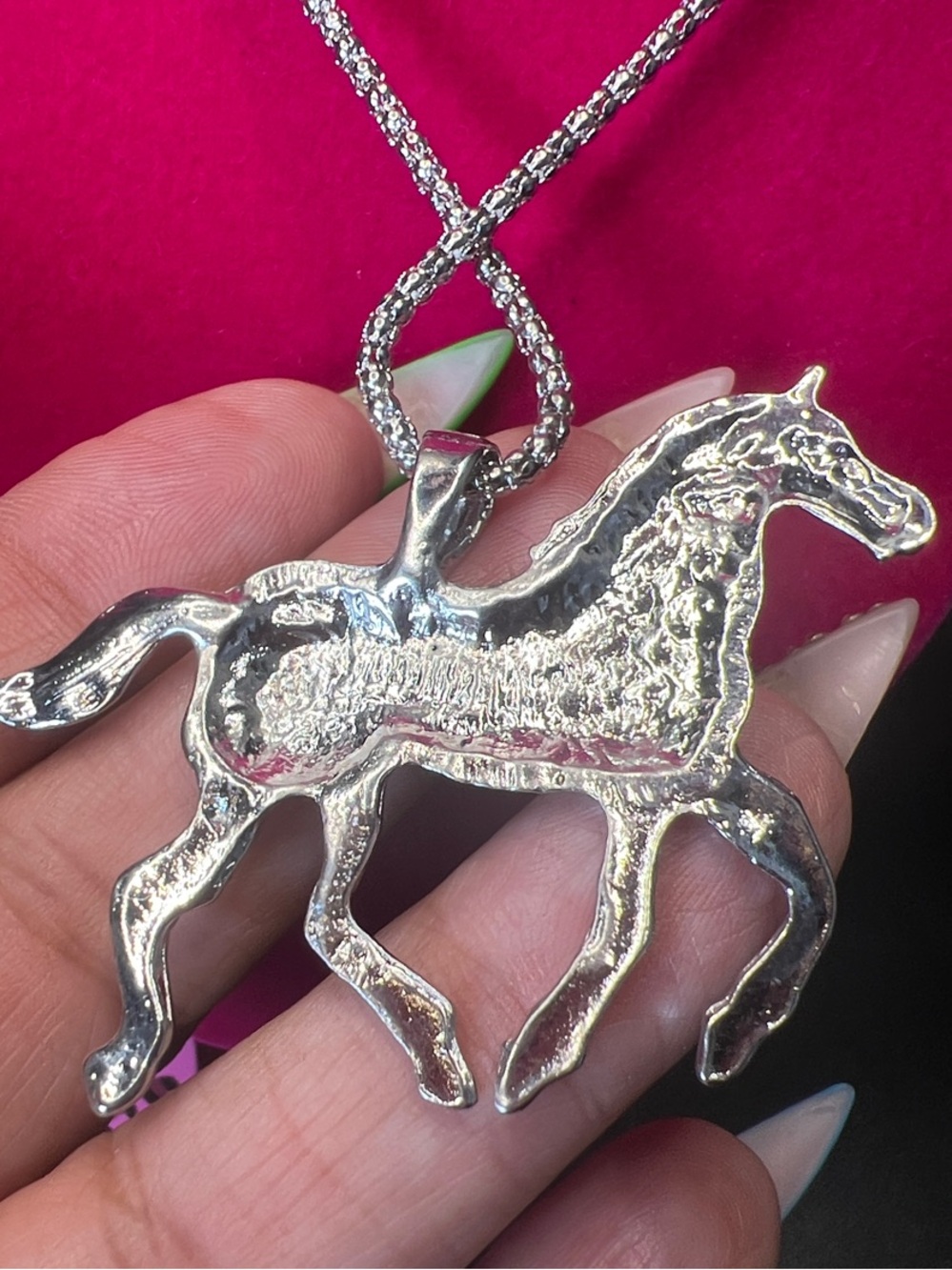 Betsey Johnson Silver Tone Enamel Horse Pendant Necklace & Earrings Set NWT 🎠 - Picture 3 of 4